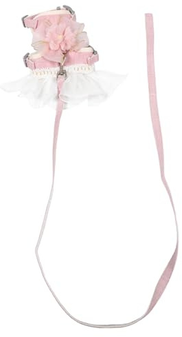 TOYANDONA Soft Verstellbares Katzengeschirr mit Leine Atmungsaktive Mesh-Weste mit Tüllblumen Ausbruchsicheres Katzen-geschirrkleid für Outdoor-spaziergänge Geeignet für Katzen und Kleine