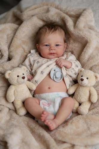 Zero pam Reborn Baby Lebensecht Mädchen Augen Offen-43CM Neugeborenen Babypuppen Wie Echt, Lebensechte Mädchen Puppe Mit Haaren, Reborn Puppe Ab 3 Jahre