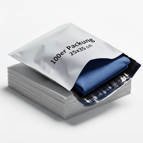 Roxlin Versandtaschen Versandbeutel Blickdicht Plastik, Trompete Versandtueten Kunststoff Selbstklebend Verschiedene Maße – Für den Transport von Kleidung, Gütern und Textilien (100, 25x35 cm)