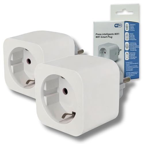 2 Prese Smart WiFi 16A 3680W, Monitoraggio Consumi in Tempo Reale, Compatibile Alexa e Google Home, Timer, Controllo Remoto App Smart Life, Automazione Alba Tramonto