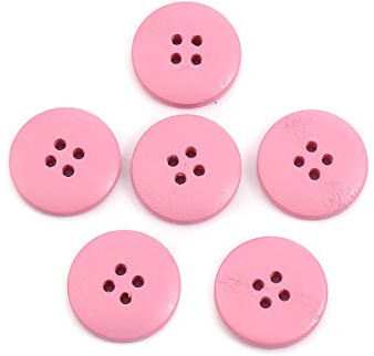 SiAura Material - 50 Stück Runde Holzknöpfe 20 mm, Rosa, 4 Löcher Vierloch I Zum Nähen, Basteln und Dekorieren