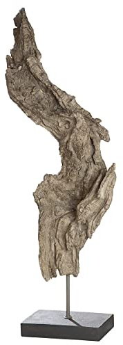 Gilde Scultura radice d'albero marrone naturale su base nera H 69 cm