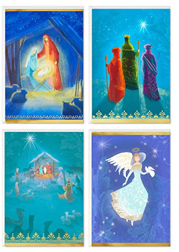 Hallmark Image Arts religiöse Weihnachtskarten, sortiert, bemalte Krippe (4 Designs, 24 Karten und Umschläge)