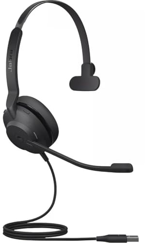 Jabra Evolve2 30 Headset - Mono headset with noise cancelling - Certified for Microsoft Teams - with 2-microphone call technology - USB-A cable - Black