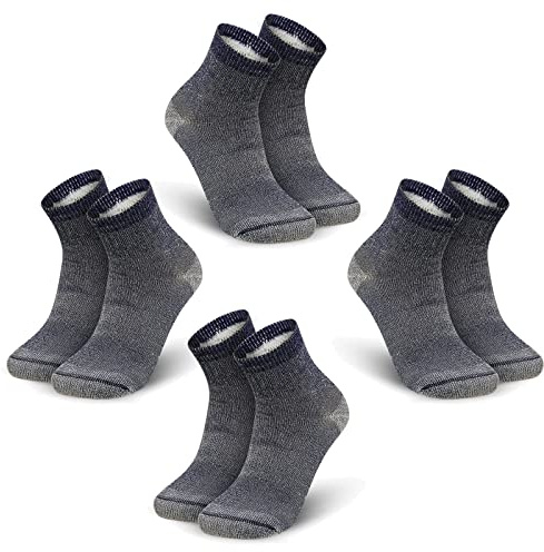 Vihir Merino ullstrumpor män och kvinnor vandringsstrumpor 4 par, 80 % merinoull för stickade vandringsstrumpor för vandring, löpning och racing, strumpor, ullstrumpor affärs- och fritid, ventilerande, 39–46, Navy/vit randig, 39-46 EU