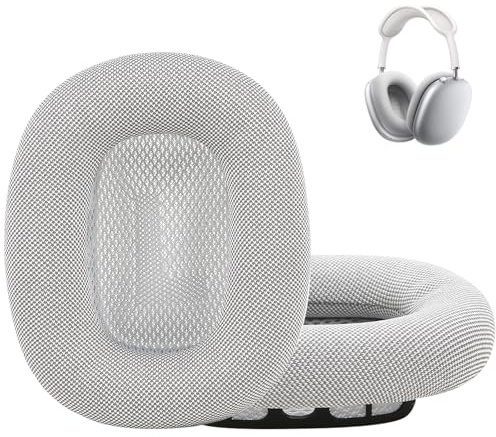 Ohrpolster für AirPods Max Kopfhörer, Netzgewebe, schweißresistent und einfach zu installieren, mit Magnet, Grau / silberfarben