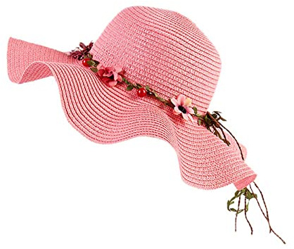 Anawakia Frauen Sonnenhüte Strand Kappe Cap Girlande Strohhut Wide Brim Strohhut Sommerhut