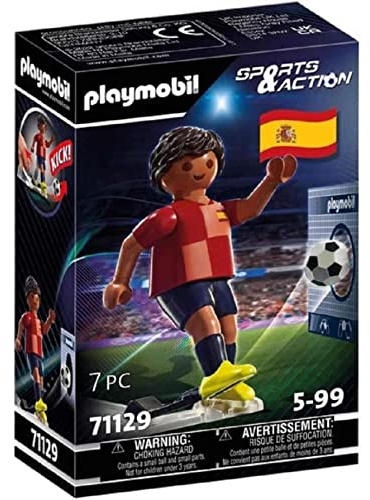 PLAYMOBIL Sports & Action 71129 Fußballspieler Spanien, mit Kickfunktion und Torwand, ab 5 Jahren