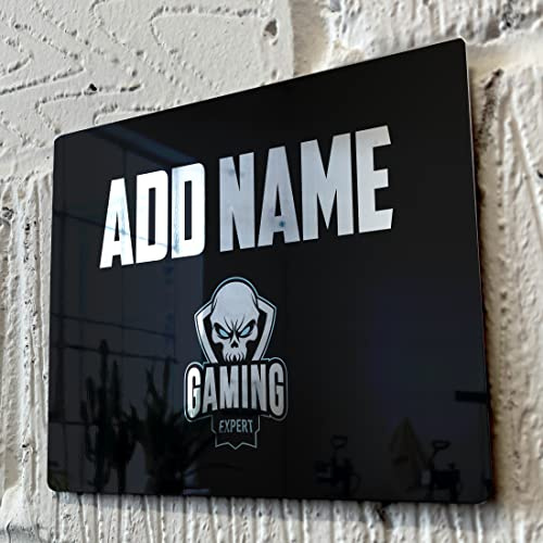 ShopQuality4U Personalised Game Metal Mirror Gamer Sign - Customised Printed Wall Art Plaque A5 Gaming Expert