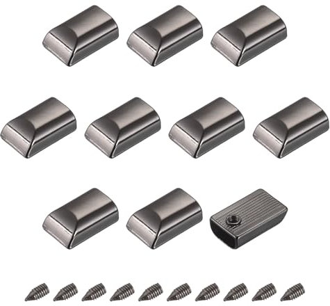 sourcing map 30Pcs Métal Fermeture éclair Bouchons, Rectangle Tirez Extrémités Supérieures Clip Queue Rechange avec Vis pour Bricolage Artisanats, Bagages, Clair Doré