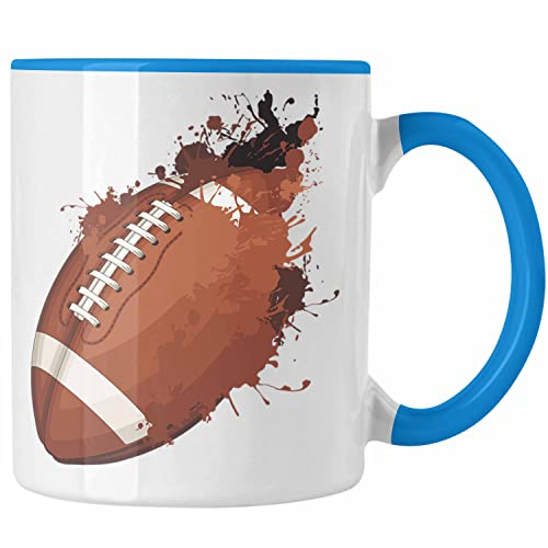 Trendation - American Football Tasse Geschenk Football-Spieler Geschenkidee Grafik (Blau)