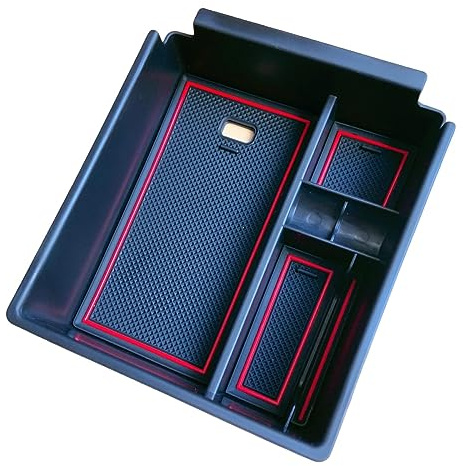 Z.MYUKI 【3 Farben】 Tucson NX4 Mittelkonsole Ablagefach für Hyundai Tucson 2021-2024 Automatikgetriebe Zubehör Armlehne Mittelarmlehne Organizer (Rot)