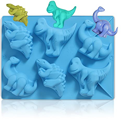WishesMar Moule à Gâteau en Silicone 6 Cavités Forme de Rainure de Dinosaure Dino - Antiadhésif Moules à Forme Spécifique de Cuisine Moule en Silicone pour Pâtisserie, Savons, Dessert, Décoration