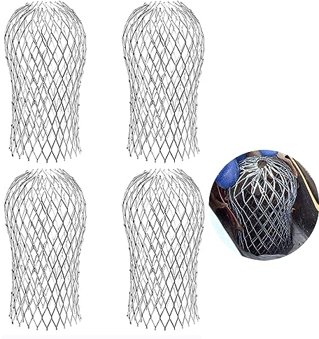 Tamiz de aluminio para canalones, protección para canalones, protección para canalones, filtro de lluvia, filtro de hojas, colador para hojas, canalones, cubiertas (4 unidades - new round head)