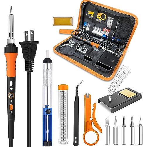 iFCOW Lötpistole Kit, 12 in 1 Lötkolben Premium Kit Einstellbare Temperatur 200 bis 450 ℃ 60W Lötpistole für Reparatur