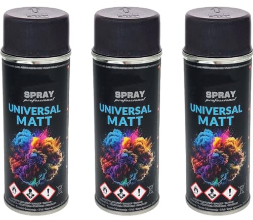 VE-INDUSTRIES RAL Lackspray MATT | 3er Sparpack | 400ml Dose | Sprühlack | Dekolack | DIY | freie Farbwahl (RAL 7016 - matt)