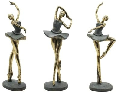 Home ESPRIT Dekofigur Grau Gold Ballerina Ballett 15 x 10 x 43 cm (3 Stück)