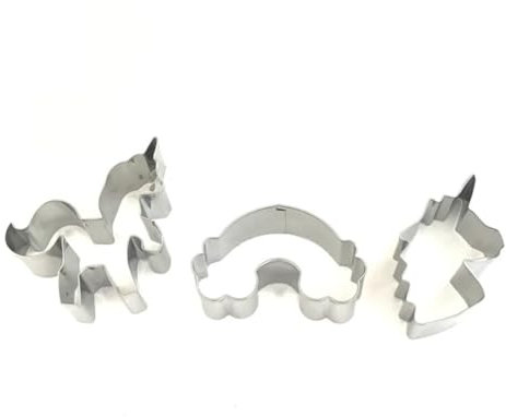 Garneck 3pcs Stainless Steel Unicorn Cutters Set Boys and Girls Sandwich Biscuit Moulds Cartoon Baking Tools Food Safe Pastry for Cakes Bread Fruits