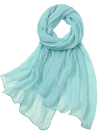 Sommerschal für Damen, bunt, mehrfarbig, einfarbig, Chiffon, dünn, regulär, Seidenschal, Sonnenschutz, Bettschal für Fußbett, hellblau, One size