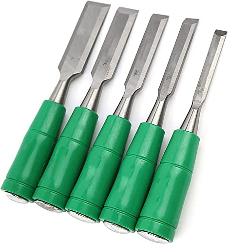 5-Piece Wood Carving Chisel Set 3/8,1/2, 5/8, ”3/4, 1 Wood Chisel Set Premium Chisel Set for Soft Grip Handles for, Carving, DIY Lathe Tools