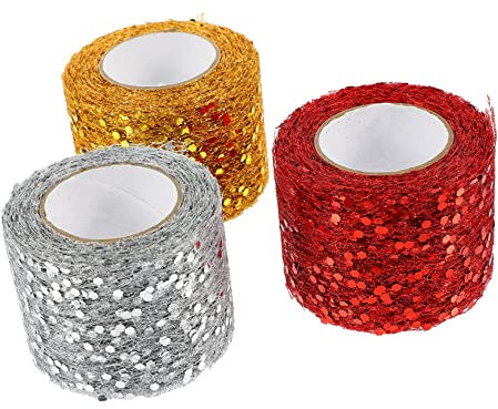 Lurrose 5 Cm X 10 M Tüllstoffrollen Dekoratives Netz Für Hochzeitsdekor 3 Rollen Festliches Tüllband
