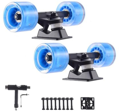 ANWEALTH Skateboard Achsen Set Skateboard Achsen und Rollen Set Flash LED Skateboard Rollen und Kugellager Set 60 mm mit Skateboard Pads Skateboard Werkzeug