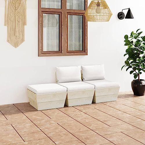 ShGaxin 3-TLG. Garten-Sofagarnitur aus Paletten mit Kissen, Lounge Gartenmöbel Set, Möbelsets, Balkon Möbel, Gartenlounge, Loungeset, Sitzgruppe, Gartensofa, Fichtenholz