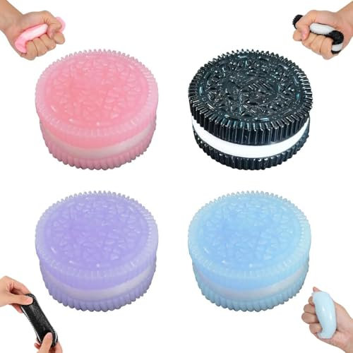 Giocattolo Antistress per Biscotti,4 Pezzi Giocattoli Antistress,Fufu Squishy Giocattolo Antistress,Giocattolo da Spremere per Alleviare lo Stress,Giocattolo di Simulazione Biscotti