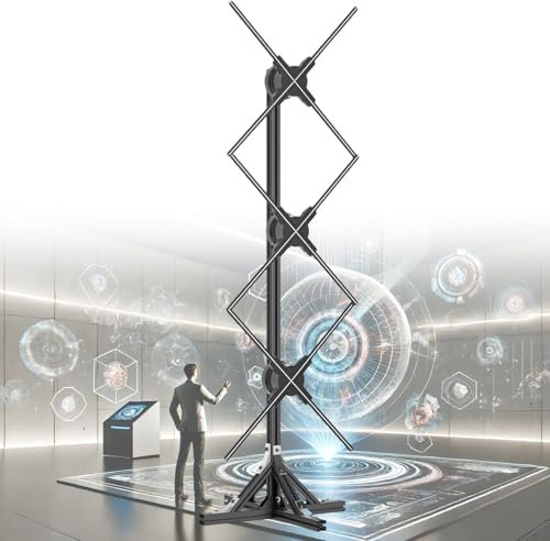 vnmudzeo Proiettore Video di Animazione 3D 1X3 Tipo di Giunzione, Bluetooth, WiFi, App, 624 LED Beads Rotazione pubblicità Olografica Display Fan, per Negozio, Bar