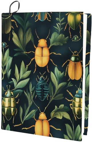 CRASPIRE Fundas para Libros con Estampado de Animales 15.7 x 9.8 Pulgada con Diseño de Hojas de Insectos Plantas Lavables Reutilizables Elásticas de Gran Tamaño de Nailon para Cuadernos Aptas