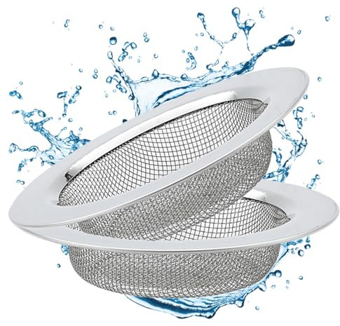 2 Pezzi Filtro per Lavello in Acciaio Inossidabile, Raccogli Capelli Doccia, Protezione Scarico per Cucina, Doccia e Vasca da Bagno, Sink Strainer da 7,5 cm Anti-Intasamento