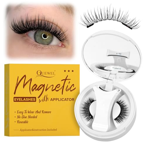 QUEWEL magnetische-Wimpern natürlicher Look, tragbare Magnet-Wimpern mit Applikator, verbesserte Wimpern-Magnetisch angenehmer und passender zu tragen, einfach anzubringen und zu entfernen (NZ-A)