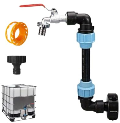ZHYUAN IBC - Rubinetto a collo di cigno da 3/4,Rubinetto IBC,Accessorio per serbatoio IBC,Adattatore IBC per barile,Adattatore IBC per serbatoio dell'acqua piovana,Contenitore IBC S60 x 6 3/4
