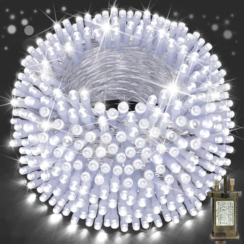 1000 LED Fairy Lights Plug in 50M Christmas Lights Outdoor Waterproof | 5CM Dense Spacing 8 Modes,Timer String Lights for Outside Garden Patio Party Wedding Yard Tree Window Indoor Decor Cold White