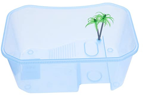 TOYANDONA Mini Schildkröten Terrarium aus Transparentem Natürliche Wasser Land Struktur Atmungsaktiv mit Belüftung Sichere Haltung für Kleine Schildkröten und Langlebiges und Design