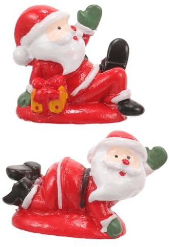 MALUGOGO 2 mini figuras de resina de Papá Noel, decoraciones de Navidad multifuncionales para escritorio, paisajismo y exhibición en el hogar