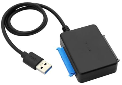 HCUSR Dual Bay USB 3.0 to SATA Adapter Cable for 2.5/3.5 HDD/SSD, Support for simultaneous reading of 2 drives with DC Power Jack, up to 16TB each, Plug & Play