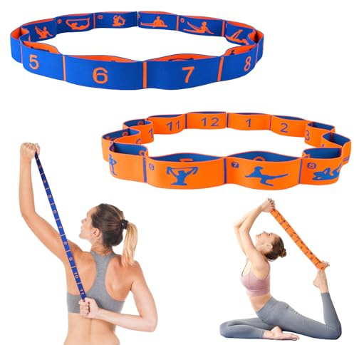 CEILIWEN Bande di resistenza lunghe in tessuto, bande elastiche per yoga, stretching, fasce di resistenza per esercizi, cinghie elastiche per fisioterapia, yoga, pilates, fitness