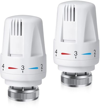 Aoreun 2 Pièces Tete Radiateur Thermostatique, M30 x 1.5 Robinet Thermostatique Radiateur, Tête thermostatique, Thermostat de radiateur, Valve de radiateur pour Maison Bureau