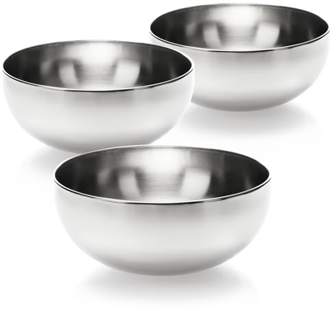 com-four® 3-teiliges Rührschüssel Set aus Edelstahl - Ø 20 cm Edelstahlschüssel - multifunktionale Küchenschüssel für Snacks - silberfarbene Metallschüssel - Dekoschale