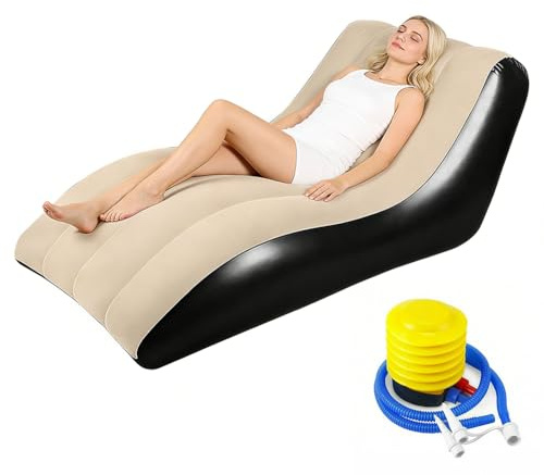 Tutamaz Sofá inflable, sillón de salón hinchable, impermeable, sofá hinchable, cómodo sofá de aire para interior y exterior, para camping, hogar, caqui