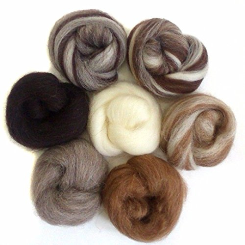 PDTO Filzwolle Märchenwolle Wollfaser 7 Farben 5g/Farben | für Nassfilzen und Trockenfilzen, DIY Handwerk, 3D Tierprojekte