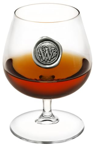 English Pewter Company, bicchiere per brandy e cognac, 0,4 l, con monogramma personalizzabile W Clear