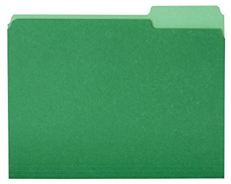 Amazon Basics File Folders for Organization, Letter Size, 1/3 Cut Tab, Bright Green, 36-Pack
