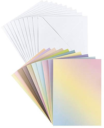 Ideen mit Herz Grußkarten-Set mit Umschlägen | 10 Motiv-Karten | blanko | bunt | neutral | ideal für Glückwünsche zum Geburtstag, Hochzeit,uvm. | Din B6 (Farbverlauf pastell)