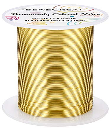 BENECREAT 22Gauge (0.6mm) Kupferdraht Schmuckdraht 50m Hellgold Anlaufbeständiger Kupferperlendraht Für Die Herstellung von Perlenschmuck