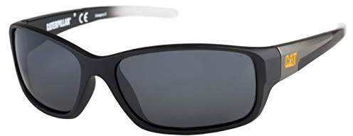 Caterpillar Men's Sensor Polarized Sunglasses Rectangular, Matte Black, 62 mm
