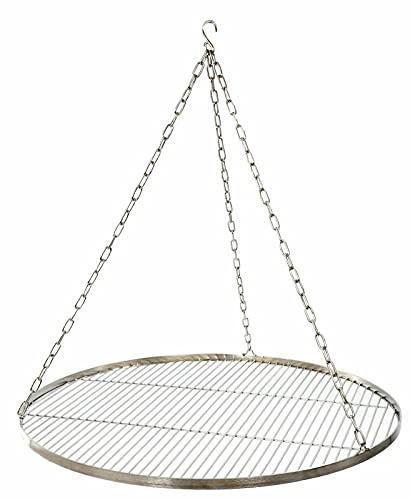 Grillrost Ø 85 cm mit Kette Edelstahl 4 mm Grillstabdicke Stababstand 14 mm für Schwenkgrill BBQ Dreibein