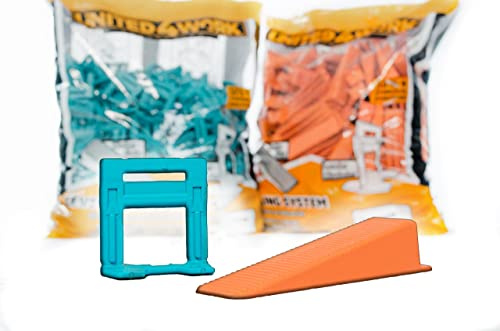 Tile Leveling System 3/16 - Professional And DIY Kit - Includes 500 Tile Leveling Clips, 250 Tile Wedges - Easy To Use Tiling Installation Tools