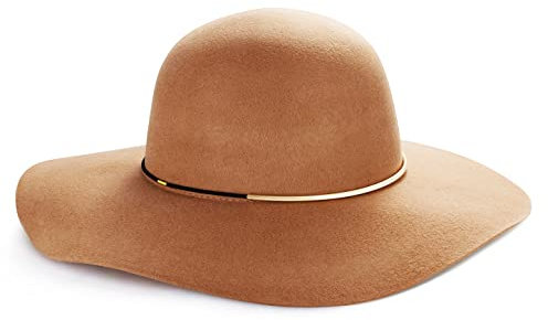 ASSQI Damen 100% Wolle Filz Schlapphut Fedora breite Krempe Cloche Bowler Hut faltbar, C-beige, Einheitsgröße